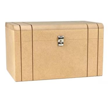 Imagem de Caixa Baú De Madeira Grande Em Mdf Cru Com Fecho para Cadeado (BAÚ GRANDE)