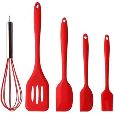 Imagem de Kit Utensilios De Cozinha Silicone com Fue - Kit c/ 5 - Cores Variadas