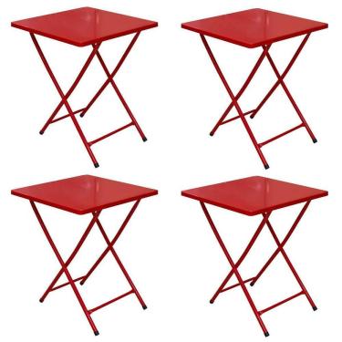 Imagem de Conjunto 4 Mesa Dobrável Bar Restaurante Aço Ferro