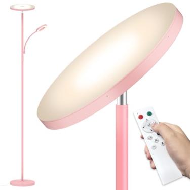 Imagem de marctronic Luminária De Chão Rosa, 42W 4000Lm, Luminária De Led Superbrilhante Com Luz De Leitura Ajustável, Luminária De Pé Moderna Regulável Com Controle Remoto E Toque Para Sala, Quarto, Escritór
