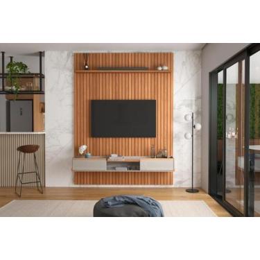 Imagem de Conj. Painel Mendonza Frisado c/ Prateleira - Jequitiba + Bancada Gáli