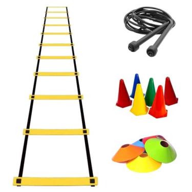 Imagem de kit agilidade treino funcional em casa ou ar livre 1 escada, 5 cones, 