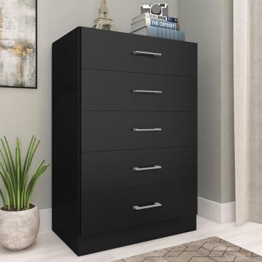 Imagem de Cômoda para Quarto com 5 Gavetas Aruba Preto