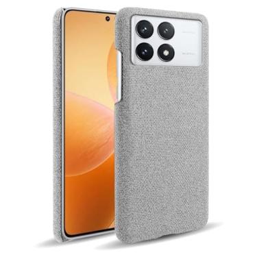Imagem de Capa para Xiaomi POCO X6 Pro,Capa desenhada em lona,Case Protetora Ultrafina com Empunhadura Macia,Design em Tecido Antichoque e Antiarranhões-Light gray