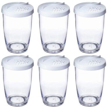 Imagem de Kit 6 Porta Queijo Farinha Temperos 350ml Farinheiro Branco Ou Buffet 