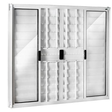 Imagem de Janela Veneziana 6 Folhas 1,20x1,80 Alumínio Branco C/g - Allo esquadr