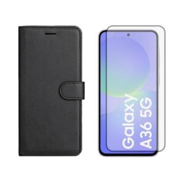 Imagem de Capa Carteira + Pelicula Vidro Compativel Para Samsung A36 - DB, Preto