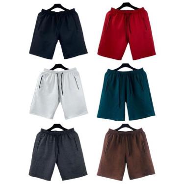 Imagem de kit 6 bermudas moletom masculino adulto bolsos lateral com ziper - f.g