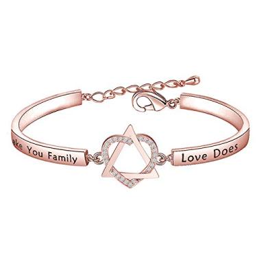 Imagem de FEELMEM Joias de adoção símbolo de adoção coração triângulo pingente pulseira DNA Doesn't Make You Family Love Does Adoption Jewelry, 8.5 inches, Cobre