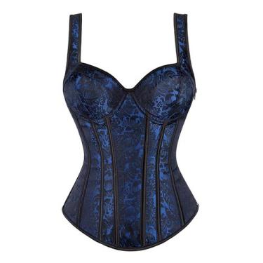 Imagem de Corpete Corset Espartilho Overbust Cores Alça Zíper Vintage - Modas Fa