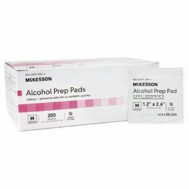 Imagem de Almofada de preparação de álcool McKesson Álcool isopropílico, 70% pacote individual médio, 1,2 x 2 - 3/5 polegadas Steri 200 unidades da McKesson (pa