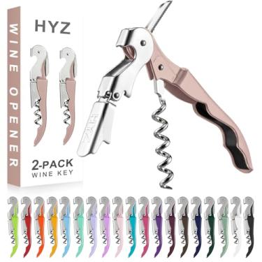 Imagem de HYZ Abridor de Vinho Profissional com Sacas-Rolhas, Cortador de Alumínio e Dobradiça Dupla (Rosa Escuro)