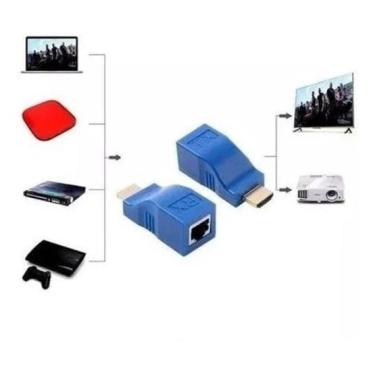 Imagem de Extensor Hdmi 3D 30 Metros Via 1 Cabo De Rede Rj45 Cat5E/6