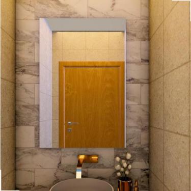 Imagem de Espelho retangular grande banheiro 90x60 lapidado kit instalação vidro