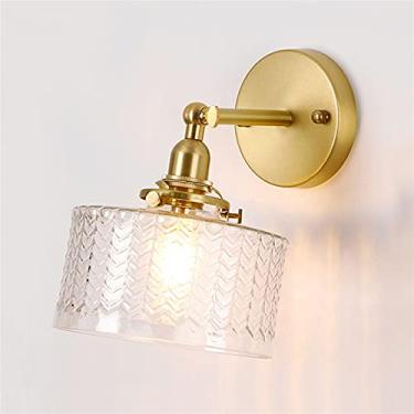 Imagem de HOSETEON Abajur de vidro com gota de água ondulada de água, luz de parede de latão, E14, ajustável a 270°, parede interna, arandela, lâmpada espelhada, banheiro, quarto G (Cor: