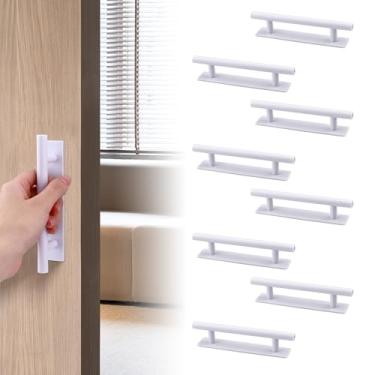 Imagem de Bagentry 8 pacotes de puxadores adesivos de armário de gaveta, alças adesivas de plástico ABS para armários, design sem perfuração, puxadores de gaveta adesivos para janela de armário de guarda-roupa