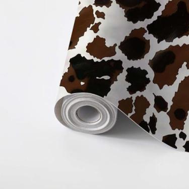 Imagem de Papel de parede descasque e cole pele de vaca padrão sem costura impressão animal esconde manchas marrons branco mamíferos autoadesivo papel de parede papel de parede amigável para locatário papel de