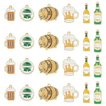 Imagem de LiQunSweet 30 peças, 6 estilos, tema Oktoberfest, berloques de liga esmaltada, barril, copo de cerveja, bebida, vinho, berloques para joias faça você mesmo, pulseira, colar, brinco, chaveiro, bolsa