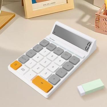 Imagem de Calculadora de mesa de 12 dígitos com tela LCD grande e botão sensível, classe e negócios, para casa, escritório, escola, calculadoras básicas pequenas de 4 funções cinza