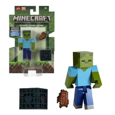 Imagem de Boneco Articulado Minecraft Vanilla Zumbi 9cm - Mattel JCN44
