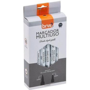 Imagem de Caneta para CD 2.0MM Retrô Ponta Dupla 2.0/0.4MM Preta - Caixa com 12 