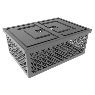 Imagem de Caixa Organizadora com Tampa Preto Cesto Grande Crippa Brinquedos Closet Lavanderia