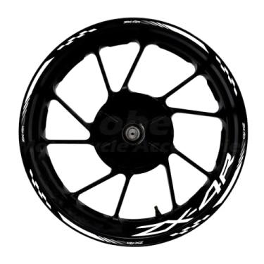 Imagem de Awonderful Kit de listras refletivas para motocicleta, adesivos de aro de roda de vinil compatíveis com Kawasaki ZX-4R 2019-2024 (branco)