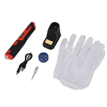 Imagem de Kit de ferro de solda sem fio, ferro de solda de aquecimento rápido recarregável por USB, antioxidante de 450 °C com sensor de toque, iluminação LED, ferro de solda portátil para placas de circuito