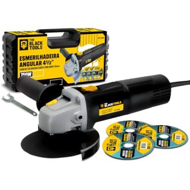 Imagem de Esmerilhadeira Lixadeira Angular 750w 4.1/2 Pol 115mm 11000rpm Com Maleta E Discos 127v Bta780d The Black Tools