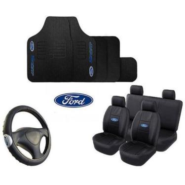 Imagem de Kit Capa De Banco + Tapete + Volante Automotivo  FORD KA 2005 - NEYRAD