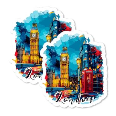 Imagem de Ímãs Londres Inglaterra 10 cm Pacote com 2 - Ímãs Decorativos de Vinil Forte para Geladeira Armário Cozinha Escritório - Bonito Divertido Estética Legal Durável e Lembrança de Longa Duração ID44999
