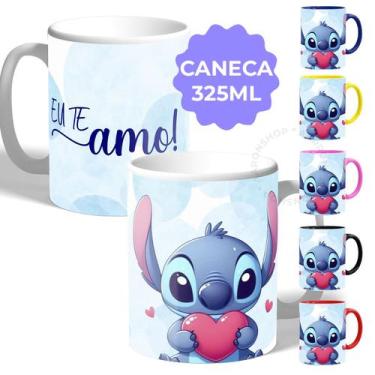 Imagem de Caneca Xícara Porcelana Estampa Alta Qualidade Stitch Te amo 325ML - I
