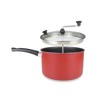 Imagem de Pipoqueira Com Tampa de Vidro Antiaderente Vermelho - Dona Chefa