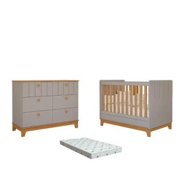 Imagem de Quarto Bebe Berço e Cômoda MDF Dorabelly Bis com Colchão - Permobili, 