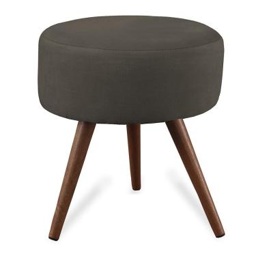 Imagem de Puff Cama Inbox Hilda Redondo Com Pés Em Madeira Maciça Tecido Suede Café