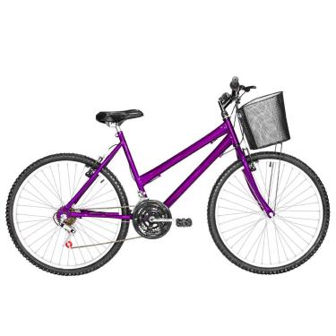 Imagem de Bicicleta Feminina Aro 26 Mtb Alumínio Natural 18 Marchas Cor Violeta