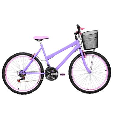 Imagem de Bicicleta Feminina Aro 26 Mtb Aero 18 Marchas Cor Lilás E Rosa