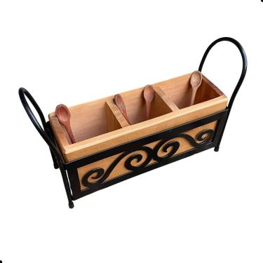 Imagem de Porta Talher Em Ferro E Madeira Sudete Rústico