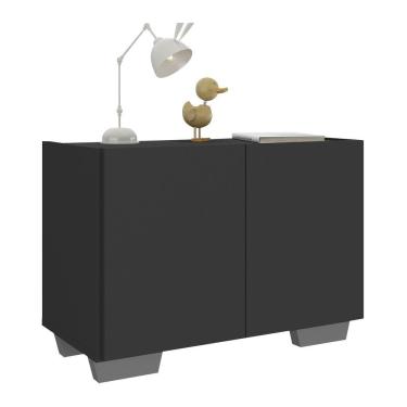 Imagem de Mesa De Cabeceira Com Pés 2 Portas Mp4134 Preta cinza Preto cinza