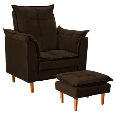 Imagem de Poltrona De Amamentação Com Puff Quarto De Bebê Bia Suede Cor:marrom