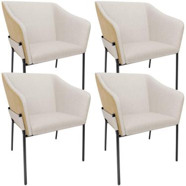Imagem de Kit 4 Cadeiras Para Sala De Jantar Estar Living Olívia L02 Linho Cru Couríssimo Fendi - Lyam Decor