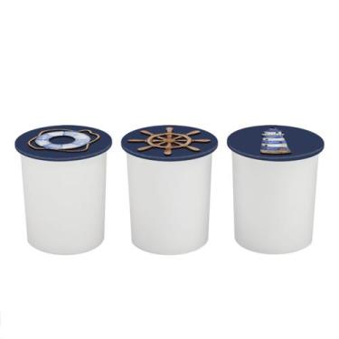 Imagem de Trio de Potes Kit Higiene Bebê Lavável Urso Marinheiro - Neném na Nuve