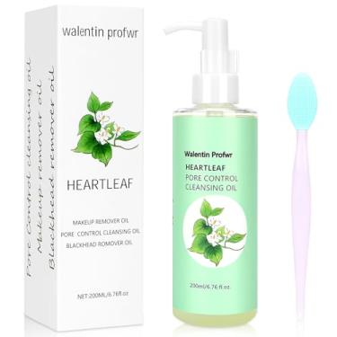 Imagem de walentin profwr Óleo De Limpeza Facial, Óleos Removedores Cravos, Controle Profundo Dos Poros Gentle Heartleaf Com Pincel, 6,76 Fl Oz, Limpador Facial