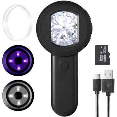 Imagem de GAMKII Lupa Digital Portátil 100X Com Tela Ips De 2 Polegadas, Luz Branca E Roxa Função Câmera Para Insetos, Selos, Moedas Joias (Cartão Tf 32 Gb Incluído, Compatível Mac/Windows)