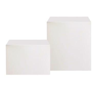 Imagem de Kit 2 Cubos Expositor Para Lojas Tablado Vitrine Base Para fotos MDF Branco