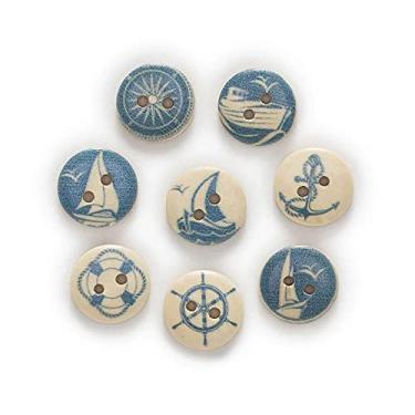 Imagem de vingol 100 Peças Botões De Madeira Para Barco Com 2 Furos Mistos, Decoração Roupas, Costura, Scrapbooking, Artesanato, Faça Você Mesmo (Cores Mistas, 15 Mm)