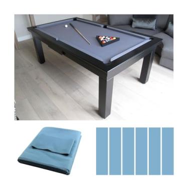 Imagem de Pano De Bilhar Espesso Com 6 Panos De Borda, Feltro Para Mesa De Sinuca De 9 Pés Para Clubes, Bares E Jogos Esportivos Internos(Blue Grey)