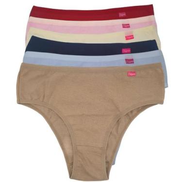 Imagem de Kit Com 6 Calcinhas Tangas Lisa Algodão Kellynha Confortável, M, Lisa