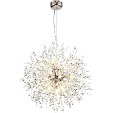 Imagem de Lustres de 16 luzes para o quarto, luzes pendentes de dente de leão modernas, luminária de teto de cristal de fogos de artifício, lâmpada de suspensão interna para cozinha de restaurante de