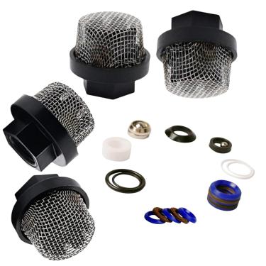 Imagem de QMTCYXGS (1+4Pk) Kit De Reparo Bomba 244194 E Filtro Entrada 7/8" Unf 246385 Para Substituição Tela Pulverizador Tinta Sem Ar Graco 390 395 490 495 595